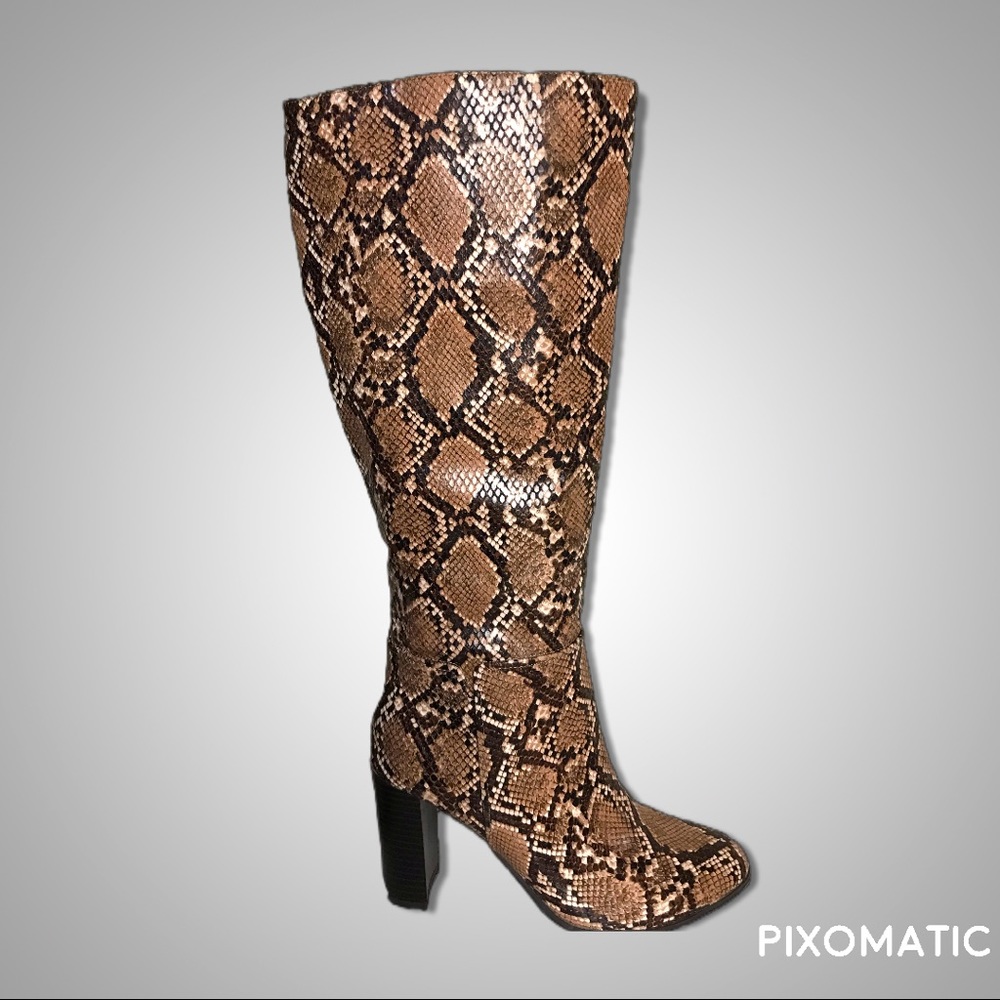 A NEW DAY BROWN SNAKESKIN BOOTS